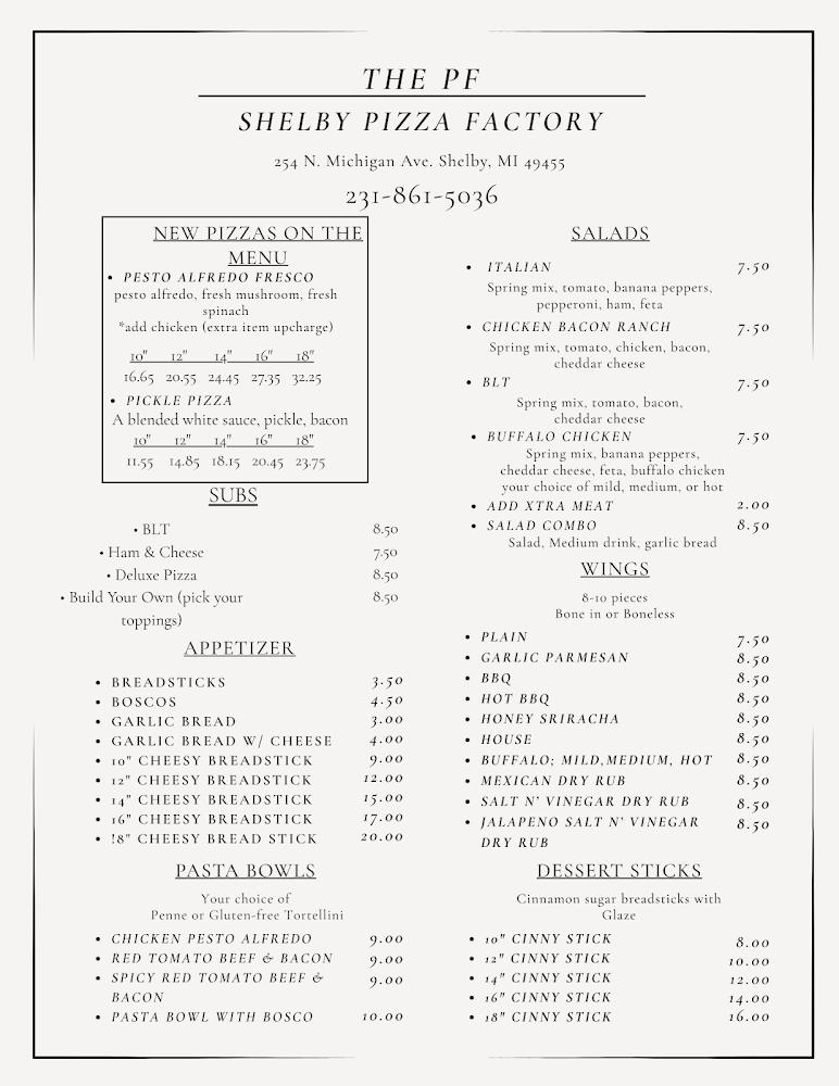 The PF Pizzeria (Pizza Factory), Pub, and Grinds PESTO ALFREDO FRESCO
