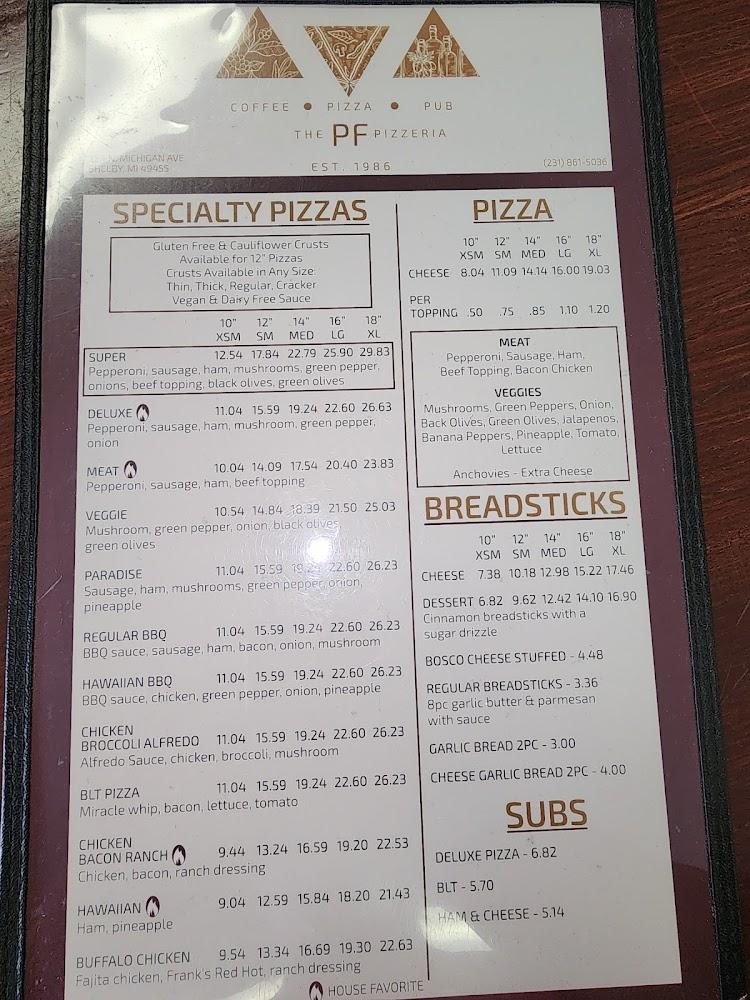 The PF Pizzeria (Pizza Factory), Pub, and Grinds Menu image 3