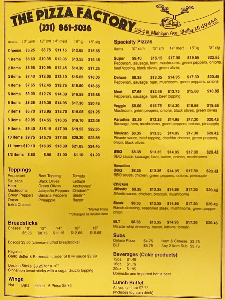 The PF Pizzeria (Pizza Factory), Pub, and Grinds Menu image 4